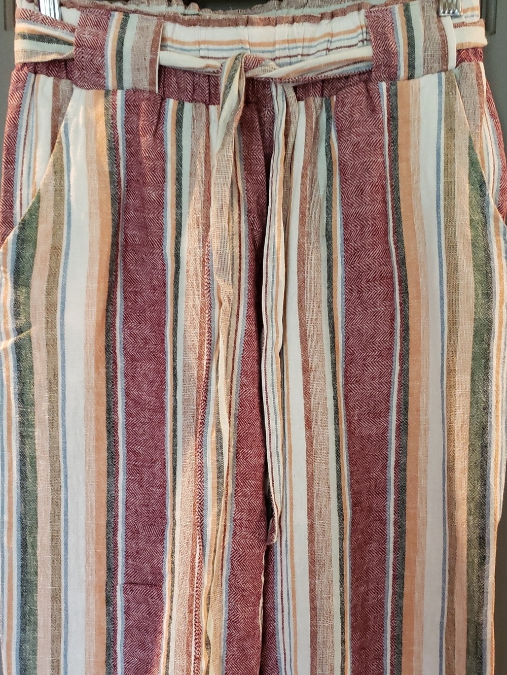 Indigo Rein Striped Pants in Red, Cream & Gray